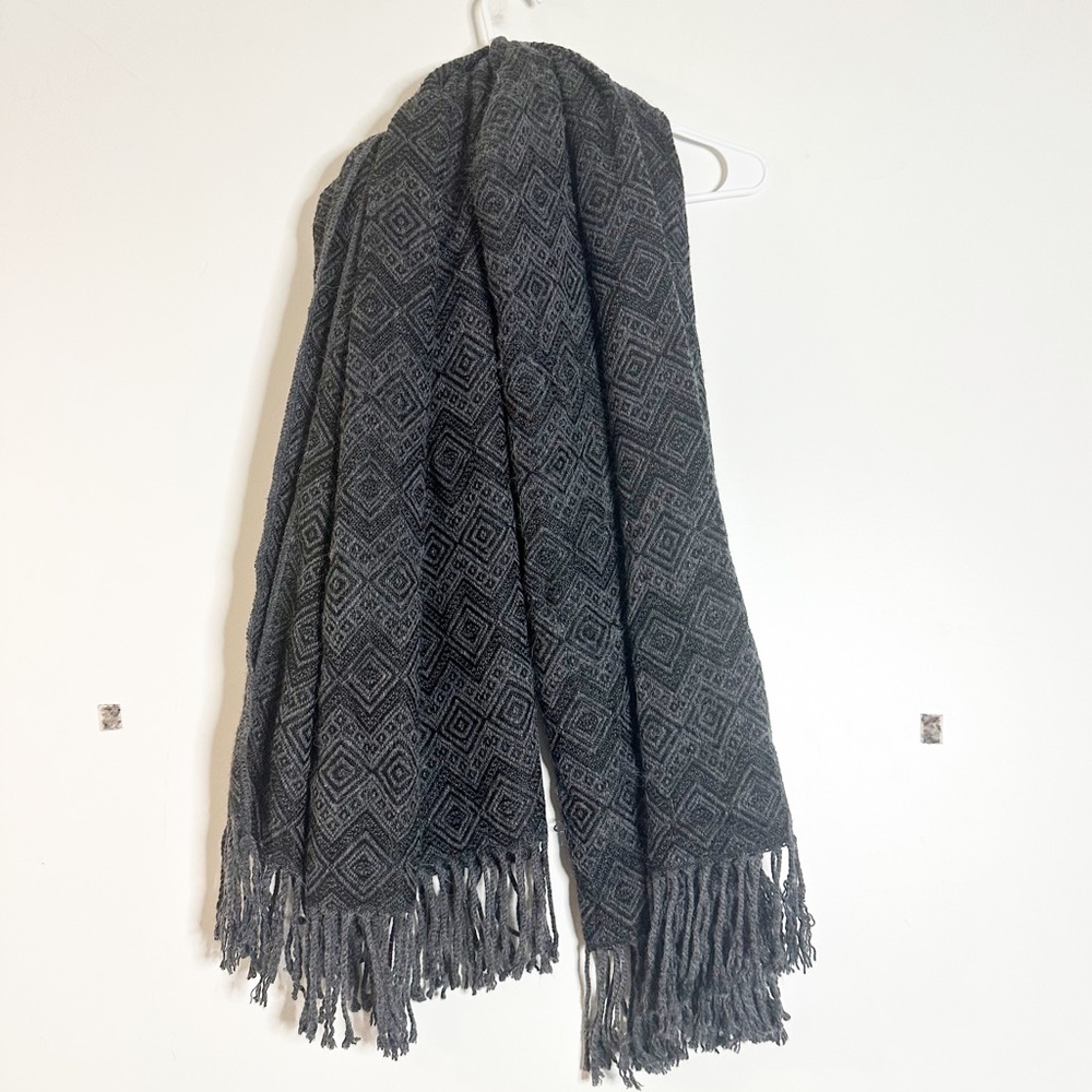Novica alpaca blend diamond print fringe pashmina scarf